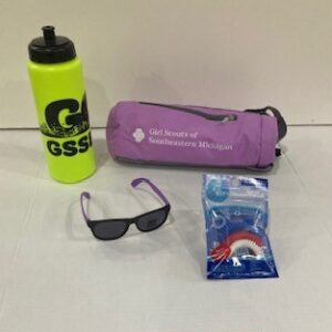 Camp Bundle - Sling Bottle Cooler Carrier with Water Bottle, sunglasses and Bite Me Not Insect Repelling Wristbands