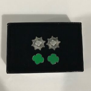 2 Pair Silver Award Stud Earring Set