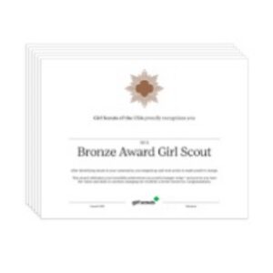 Bronze Award Certificate - 12 pack