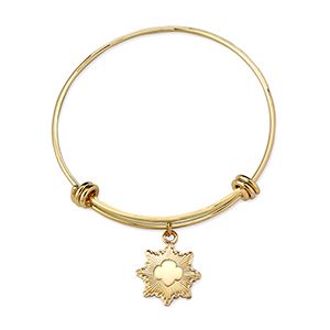 Gold Award Bangle Bracelet With Charm