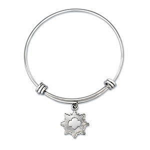 Silver Award Bangle Bracelet With Charm